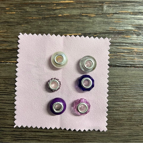 European Large Hole Beads All Purple Lot of 6 - Picture 5 of 9